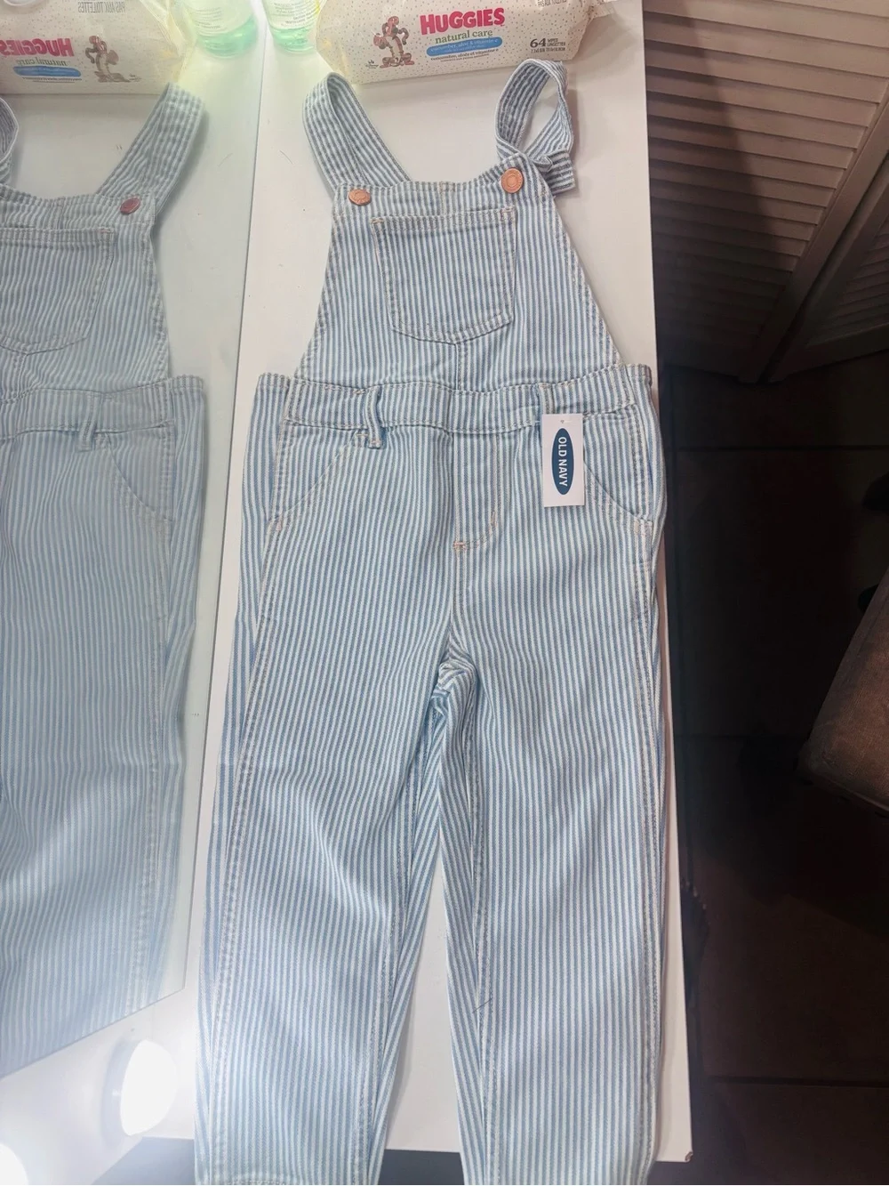 Old Navy Blue & White Pinstripe Kids Overalls